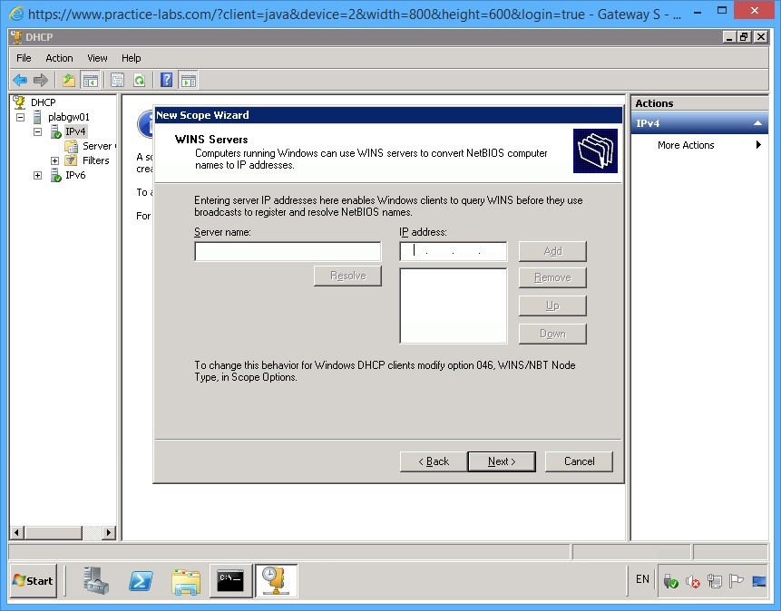 Practice Labs screenshot.